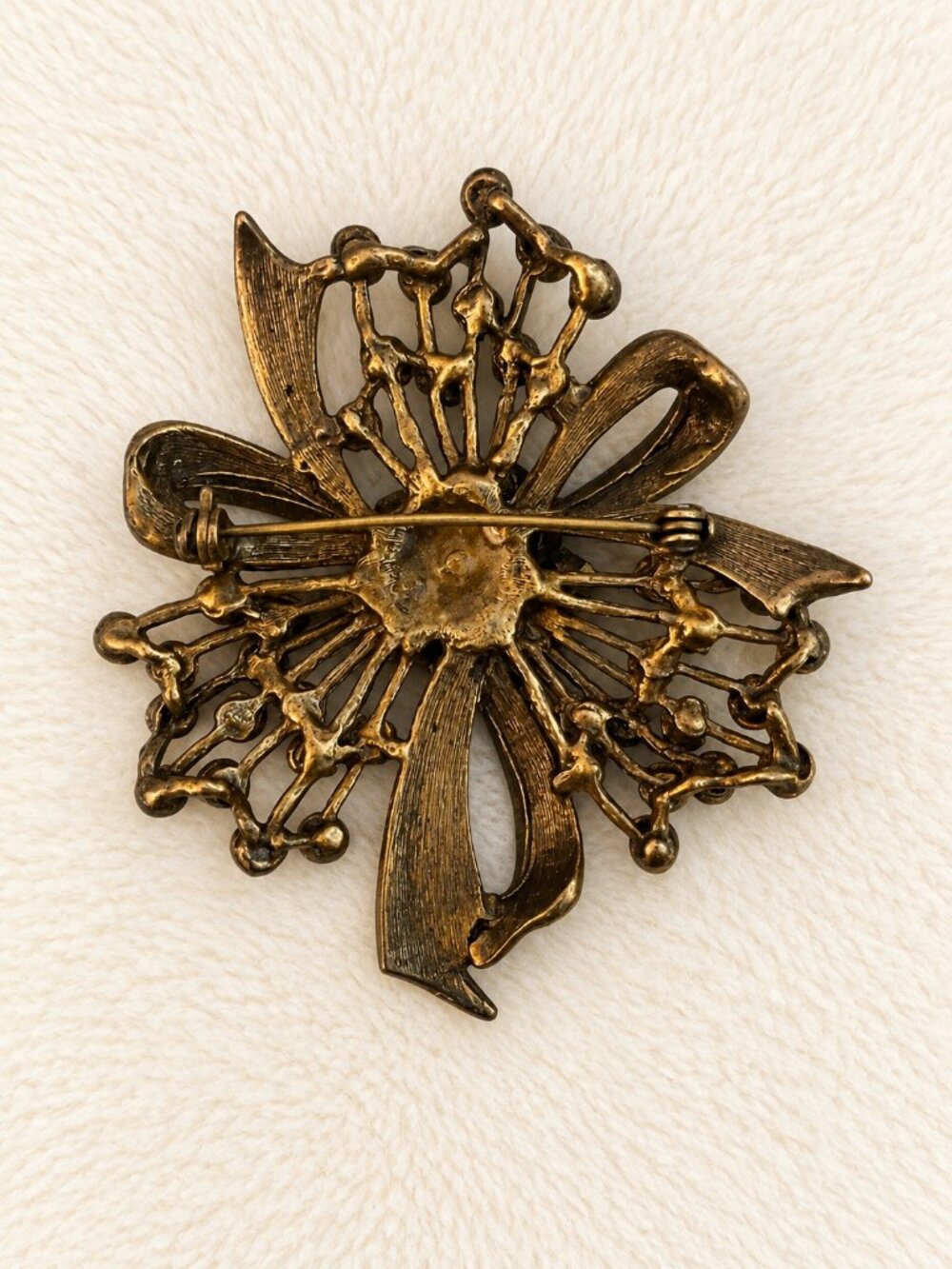 Amber Rhinestone Flower Burst Brooch Pin - Picture 2 of 2